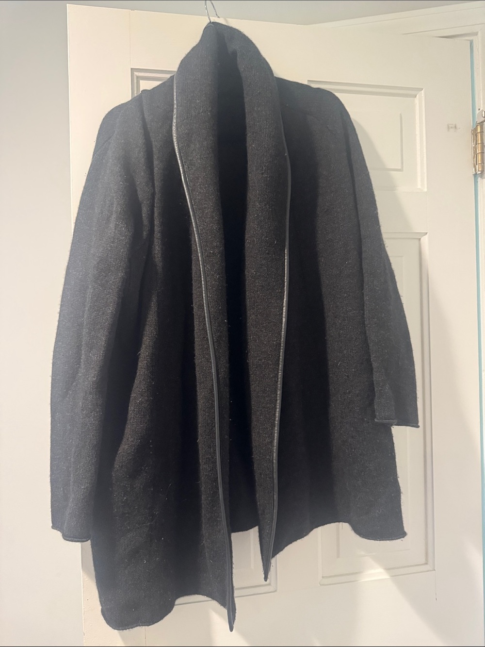 Vince Black Open-Front Wool Coat